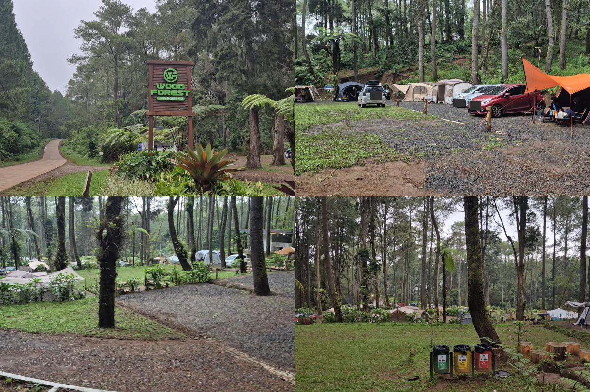 Camping ground tengah hutan di WoodForest Jayagiri Cikole, Bandung.