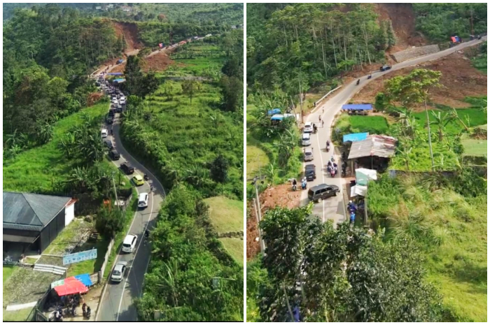 Kondisi terkini Tanjakan 2000 Jalur Puncak Dua, Kecamatan Sukamakmur Kabupaten Bogor.