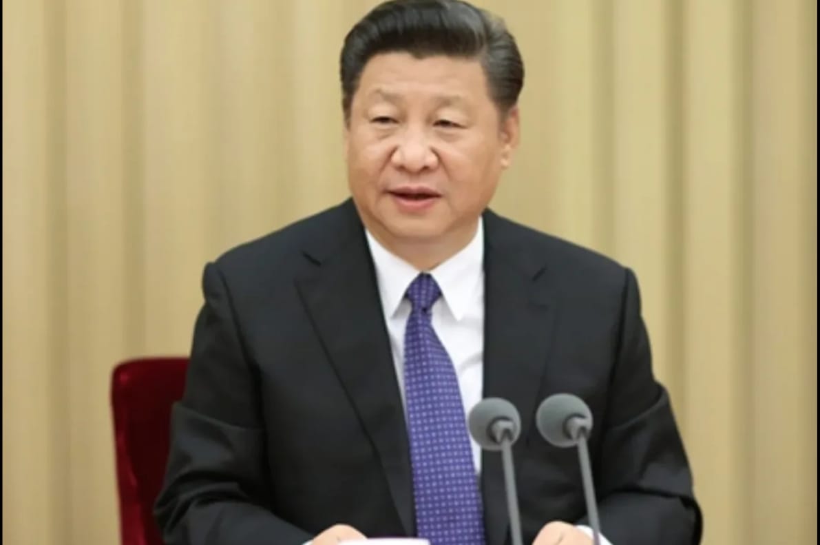 Presiden China Xi Jinping saat menyampaikan keterangan.&nbsp;