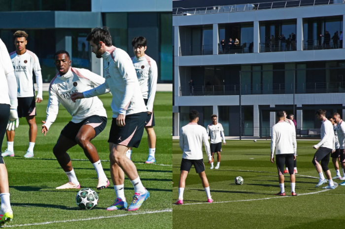 Para pemain PSG berlatih sebelum&nbsp;hadapi&nbsp;skuad Aston Villa.