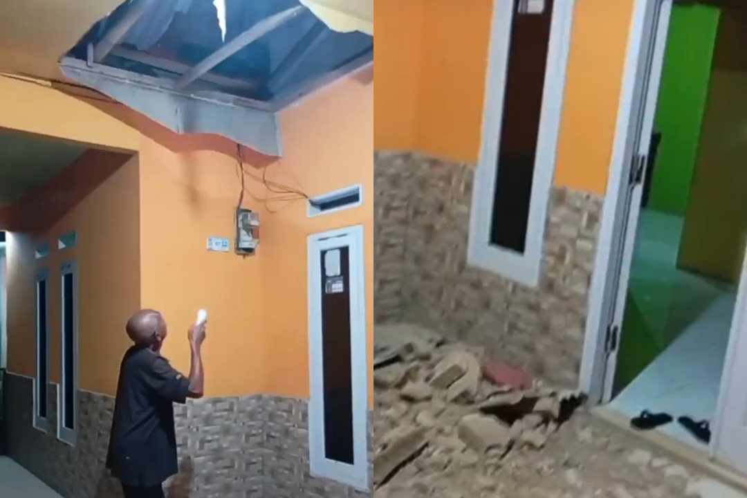 Rumah warga yang rusak di Kampung Buntar, Muarasari, Kecamatan Bogor Selatan, Kota Bogor.