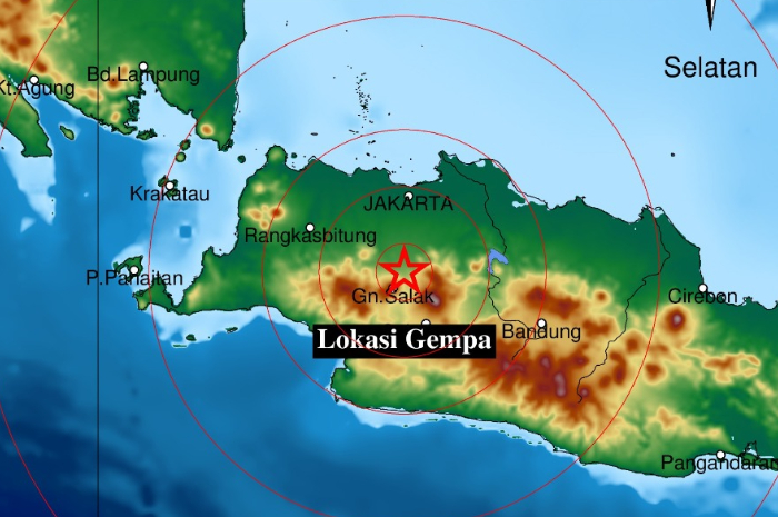 Peta pusat gempa magnitudo 4,1 yang mengguncang Kota Bogor Kamis (10/4/2025) malam.