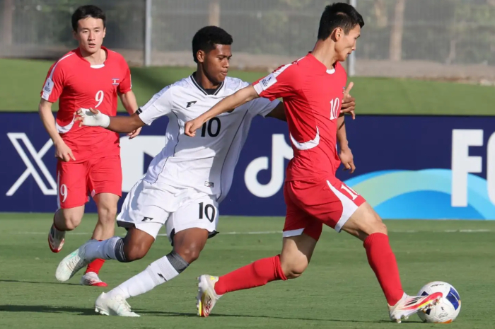 Timnas Indonesia U-17 saat menghadapi Korea Utara U-17 pada perempat final Piala Asia U-17