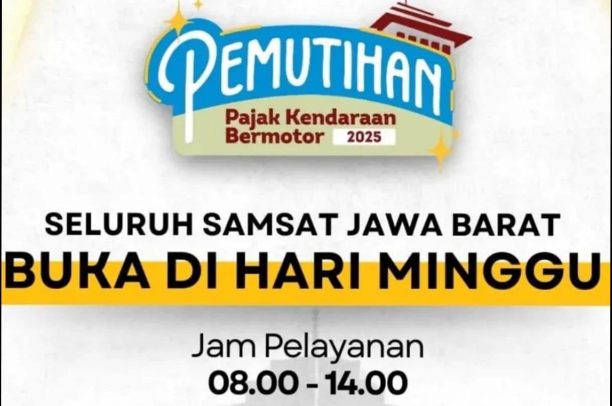 Bapenda Jabar umumkan layanan pemutihan pajak kendaraan buka pada hari Minggu.