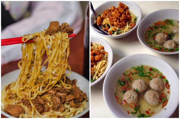 Menu mie ayam dan bakso di Sami Raos Bogor Selatan.