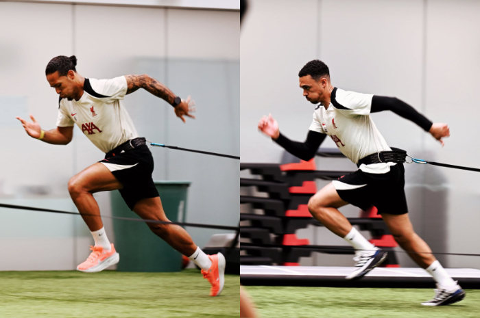 Para pemain Liverpool FC saat melakukan latihan.