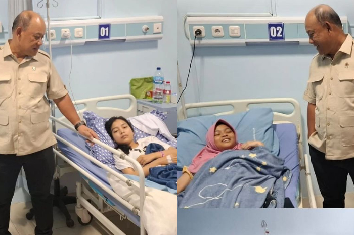 Kepala BGN, Dadan Hindayana mengunjungi para siswa yang diduga keracunan di Kabupaten Cianjur.