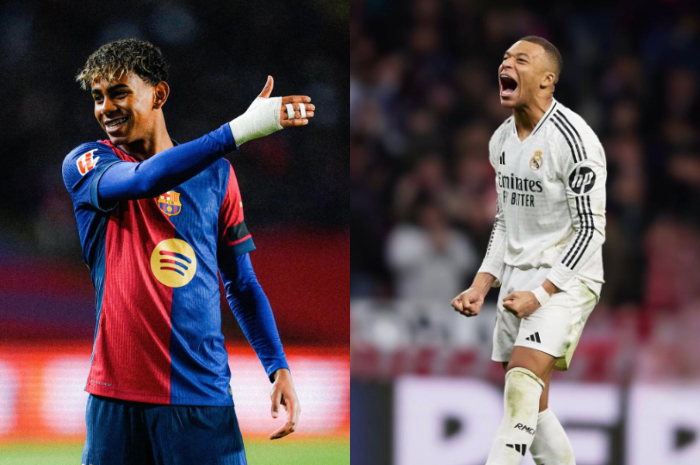 Bintang Barcelona, Lamine Yamal dan Bintang Real Madrid, Kylian Mbappe bersaing agar timnya bisa menang.