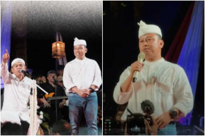 Gubernur Jawa Barat Dedi Mulyadi dan Wali Kota Depok Supian Suri dalam perayaan HUT ke-26 Kota Depok.
