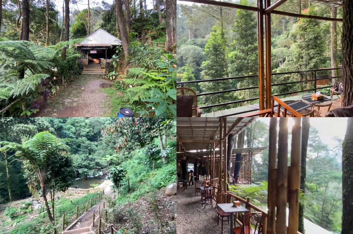 Suasana Kafe Kembali ke Alam Kampung Rimba, Bogor.