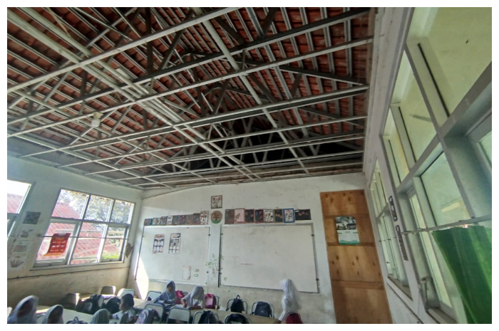 Kondisi plafon SDN Sirnajaya 1, Kecamatan Sukamakmur, Kabupaten Bogor, yang dilaporkan ambruk.
