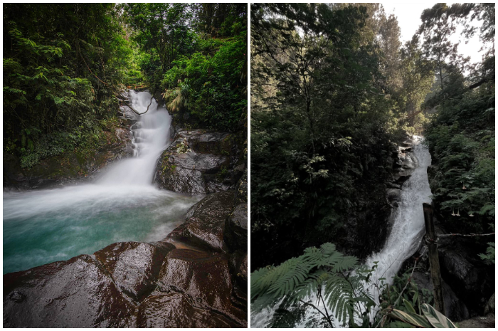 Keindangan air terjun di Curug Panjang Kawasan Megamendung, Bogor.