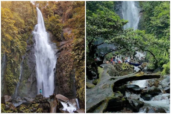 Keindahan air terjun Curug Cikaracak di Dusun Cibeling, Desa Cinagara, Kecamatan Caringin, Kabupaten Bogor.