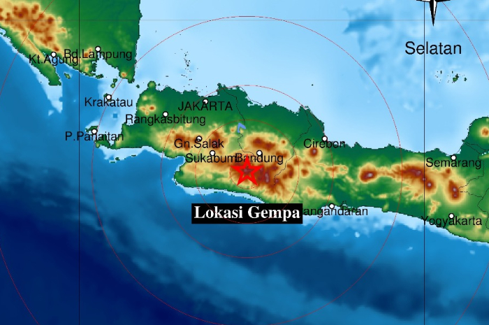 Peta gempa bumi tektonik M 2,9 yang mengguncang Kabupaten Bandung Senin (5/5/2025)