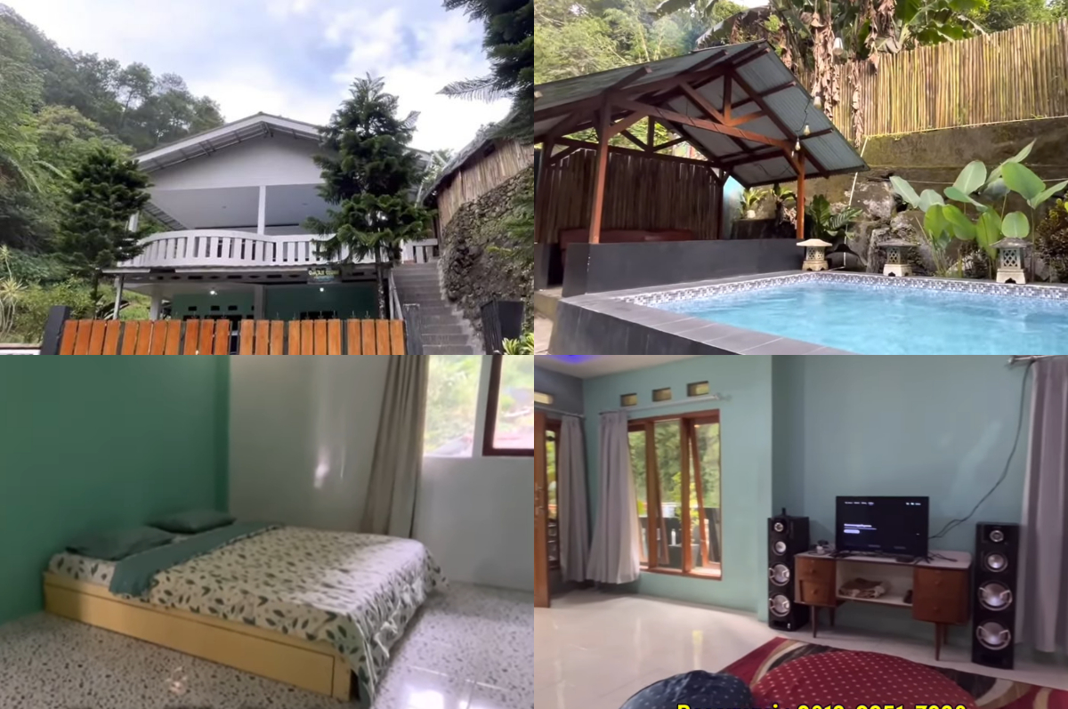 Villa Omah Gedek Bogor kapasitas hingga 30 orang, ada private poolnya.