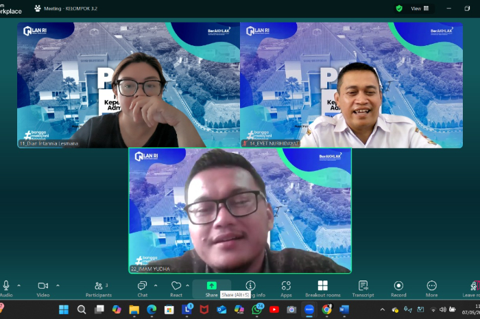 Pelatihan Kepemimpinan Administrator (PKA) angkatan I tahun 2025 di Lembaga Administrasi Negara Republik Indonesia (LAN-RI) secara daring, Rabu (7/5/2025).