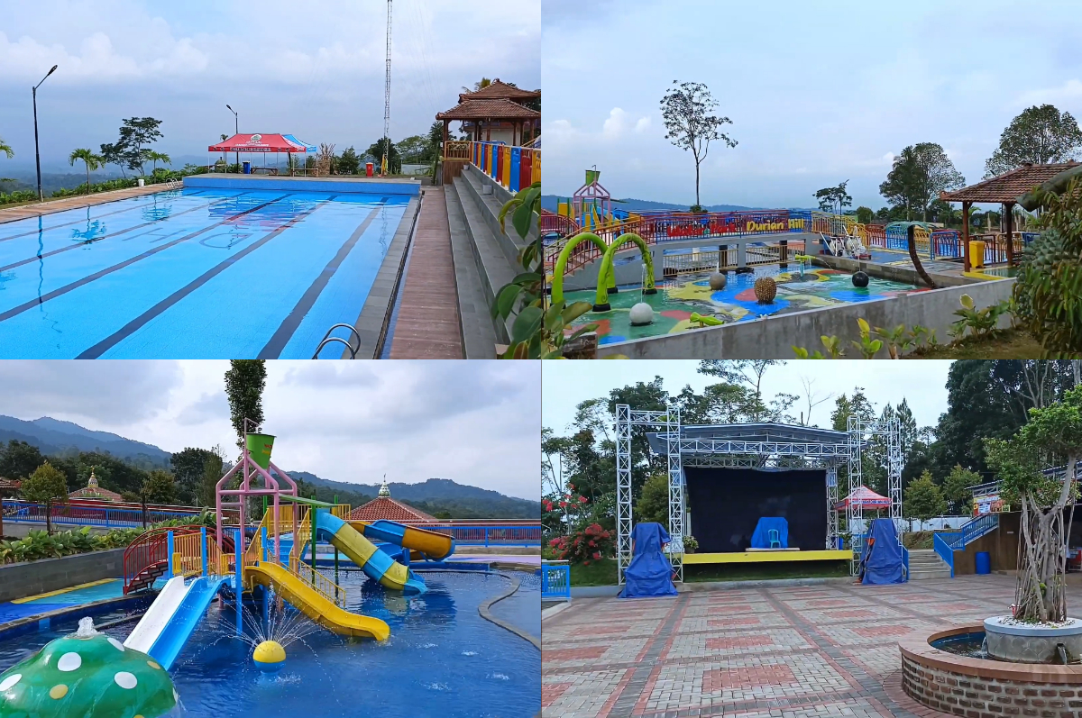 Kolam renang dan udara sejuk di Durian Hill Waterpark, bikin anak-anak betah main seharian.