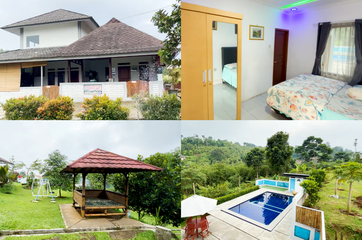 Fasilitas lengkap dengan view pegunungan di Saung Kuta Village, Megamendung, Bogor