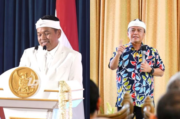 Gubernur Jawa Barat Dedi Mulyadi (kiri) Sekda Jabar Herman Suryatman (kanan)
