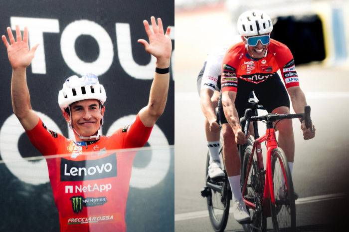 Marc Marquez&nbsp;mengalahkan sang legenda balap sepeda Mark Cavendish.