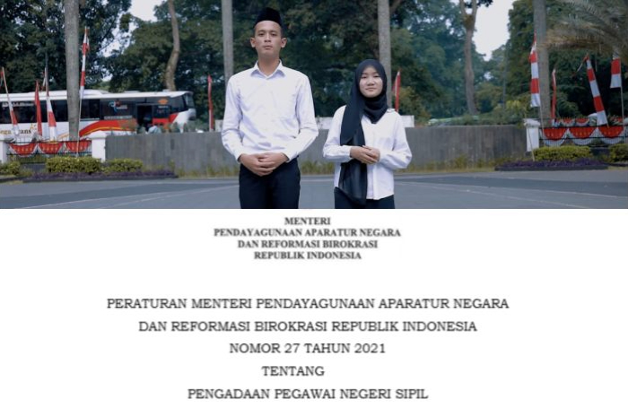 Pengumuman pembukaan CPNS 2024 Kota Bogor (atas), Peraturan MenPAN RB Nomor 27 Tahun 2021 (bawah)
