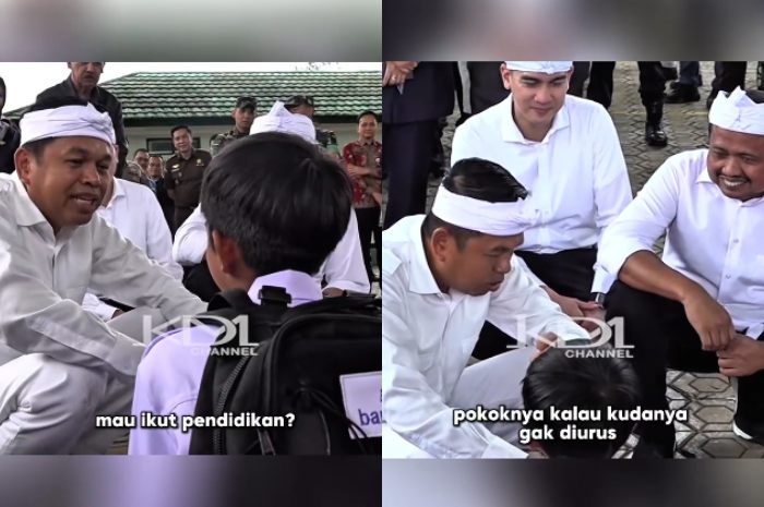 Gubernur Jawa Barat Dedi Mulyadi bersama anak yang suka mengurus kuda.&nbsp;