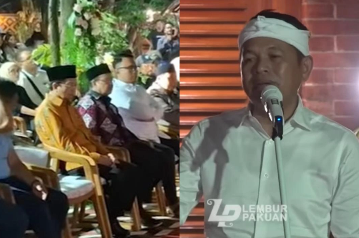 Gubernur Jawa Barat Dedi Mulyadi menjelaskan makna kidung Siliwangi di hadapan Menteri Agama Nasaruddin Umar.