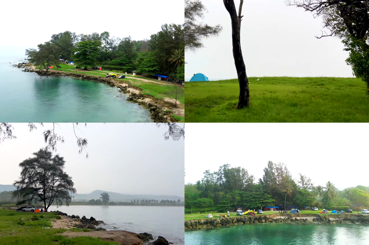 Menikmati panorama Pantai Bugel Mega Camara yang tenang dan asri.