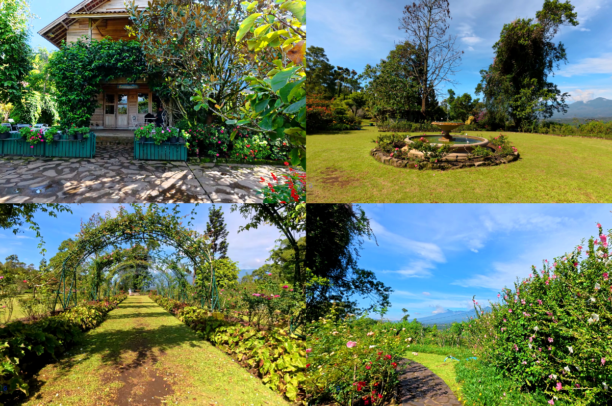 Pengunjung menikmati suasana sejuk dan taman bunga di Kebun Mawar Situhapa, Garut.