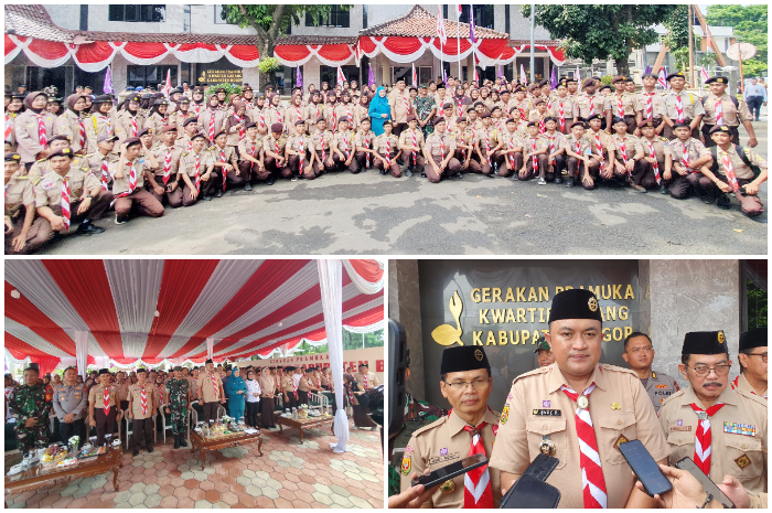 Bupati Bogor Rudy Susmanto saat meresmikan gedung Kwarcab Pramuka sekaligus melaunching pelatihan platform digital.