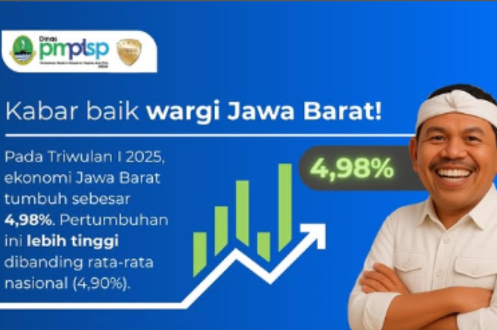 Ekonomi di Provinsi Jabar tumbuh 4,98 persen pada Triwulan I tahun 2025 di bawah kepemimpinan Gubernur Jawa Barat Dedi Mulyadi.