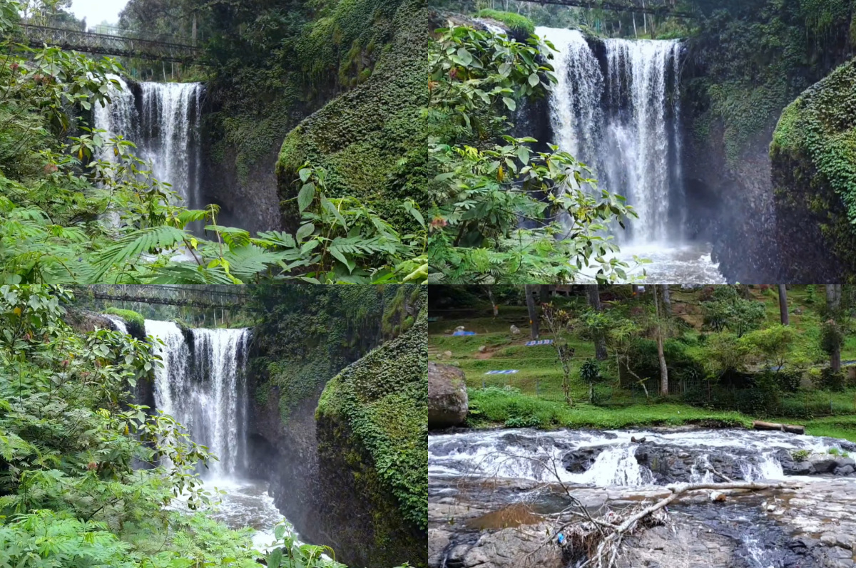 Pemandangan megah Curug Omas yang menjadi daya tarik utama di Maribaya.