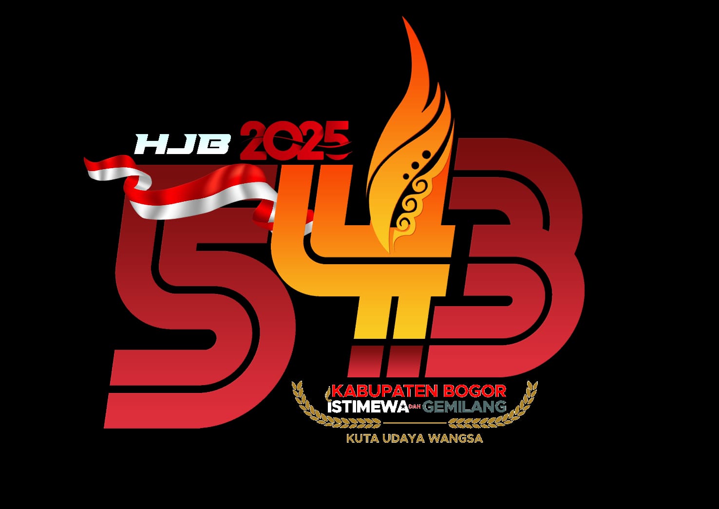 Logo HJB ke-543 yang ditampilkan Instagram Pemkab Bogor dengan latar belakang hitam.