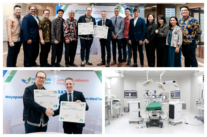 Penandatanganan Collaboration Agreement oleh President Commissioner Mayapada Healthcare, Jonathan Tahir dan Area Managing Director Johnson & Johnson MedTech SEA, Guillermo Frydman di Mayapada Tower.