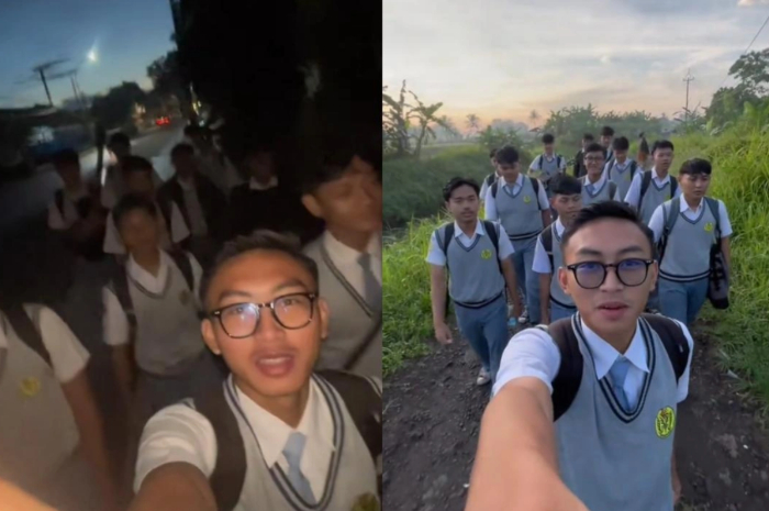 Dampak dari kebijakan Gubernur Jawa Barat, Dedi Mulyadi. Siswa SMA di Tasikmalaya jalan kaki ke sekolah sejak subuh