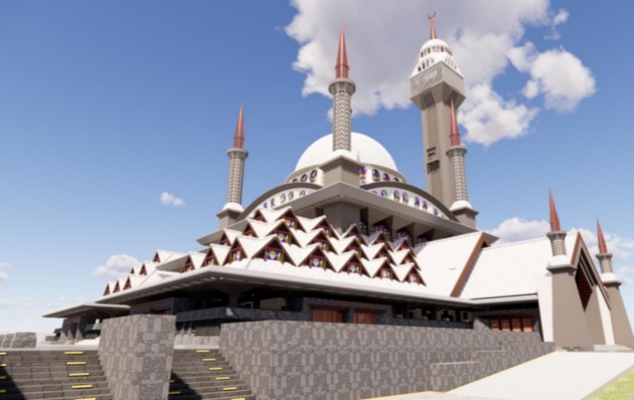 Desain Masjid Raya Kabupaten Bogor, yang bakal dibangun di Kompleks Stadion Pakansari, Kecamatan Cibinong.