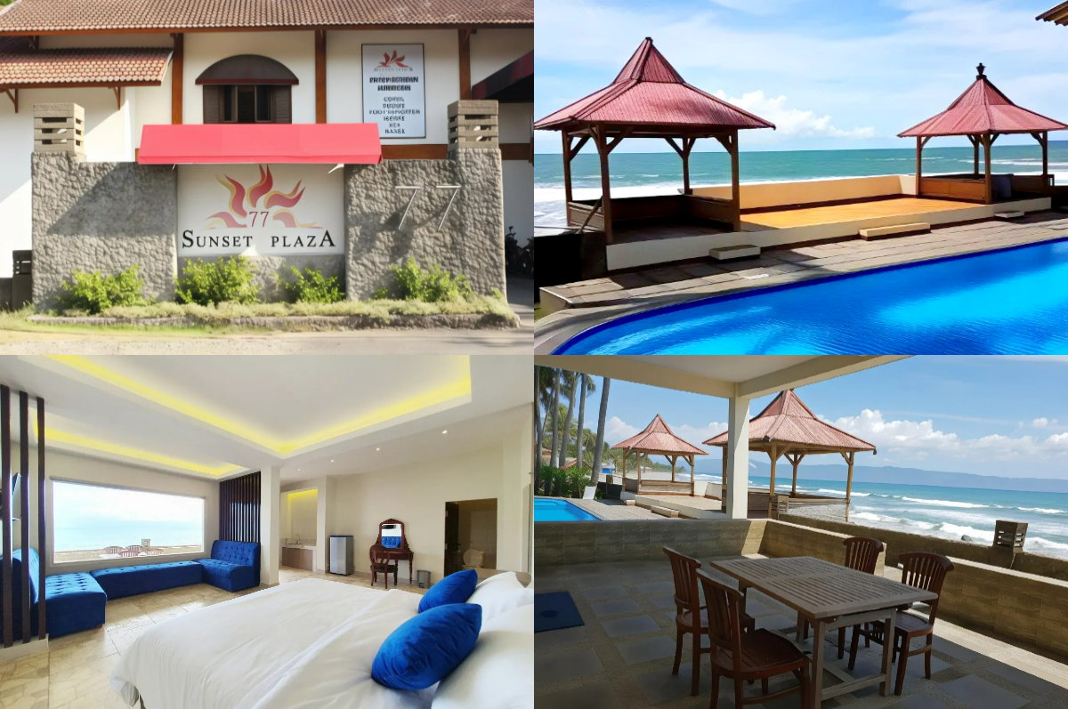 Hotel 77 Sunset Plaza langsung menghadap pantai.
