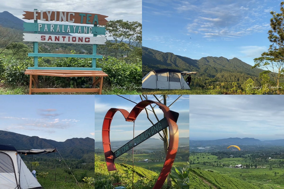 Pemandangan Gunung Burangrang dari area camping Paralayang Bukit Santiong, Subang.