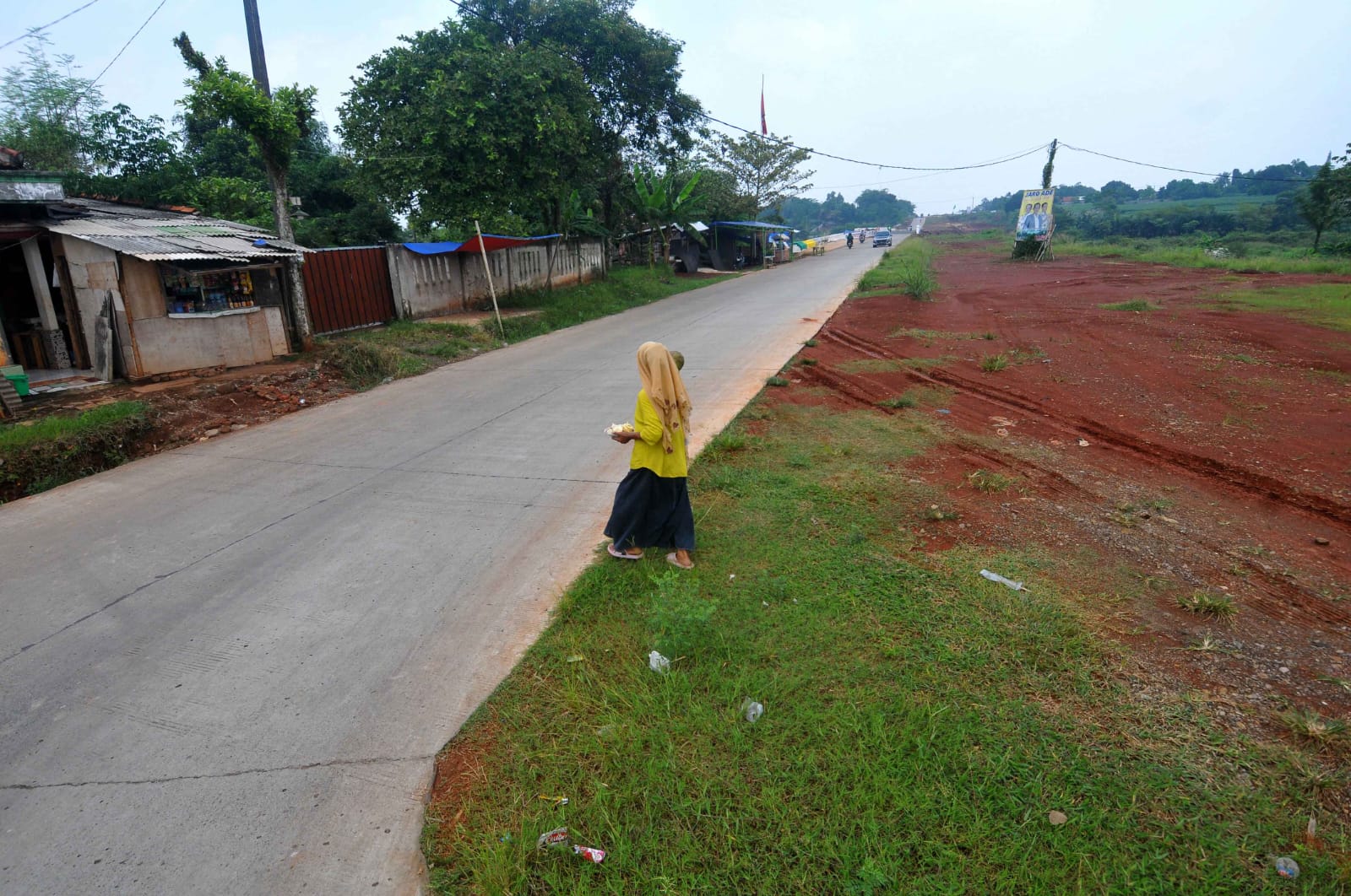 Kondisi Jalan Bojonggede-Kemang (Bomang), Kabupaten Bogor, Jawa Barat, Senin (19/5/2025).