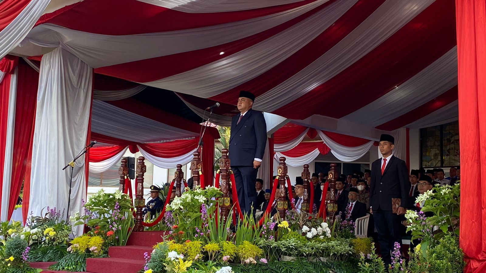 Bupati Bogor, Rudy Susmanto saat memimpin upacara peringati Hari Kebangkitan Nasional di lapangan Tegar Beriman, Cibinong, Kabupaten Bogor.