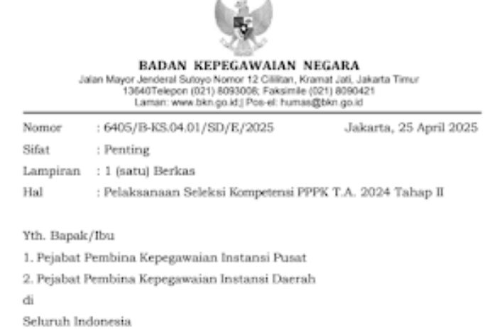 Surat edaran BKN terkait penyesuaian jadwal seleksi PPPK tahap 2
