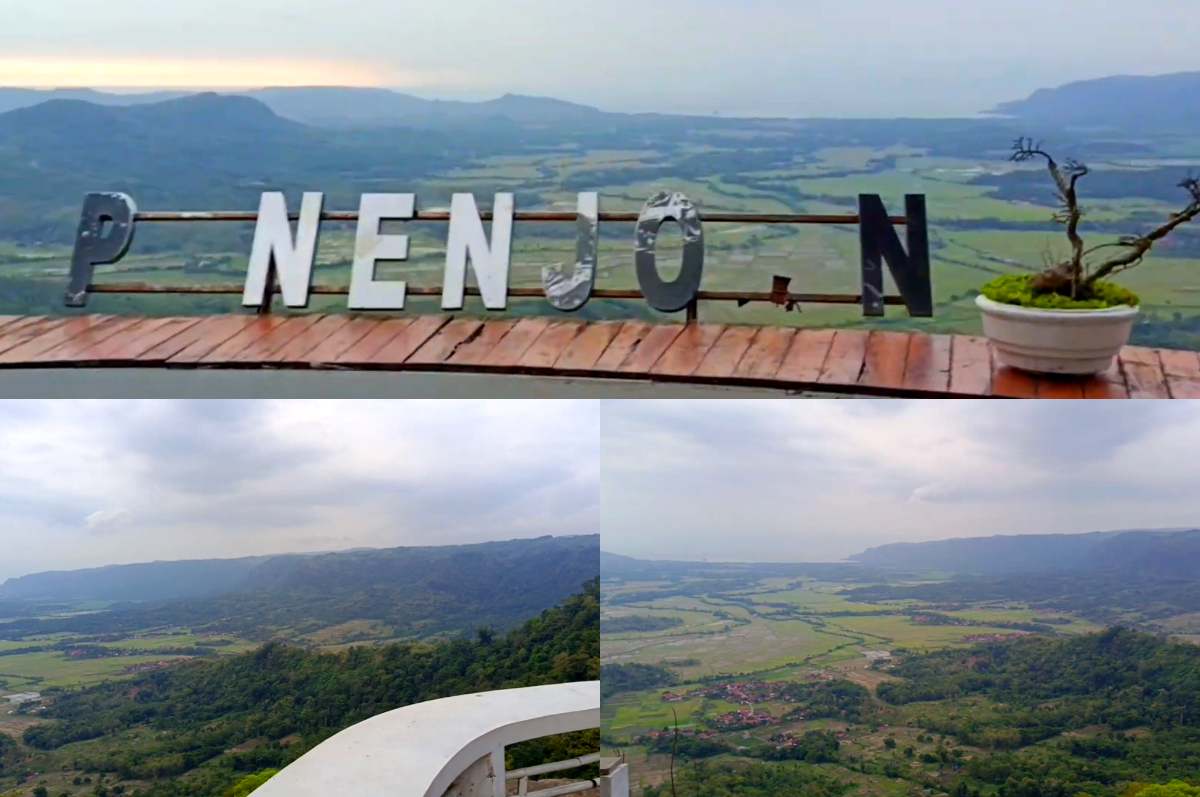 Bukit Panenjoan Geopark Ciletuh, spot cantik melihat pemandangan sawah dan  laut dari ketinggian.
