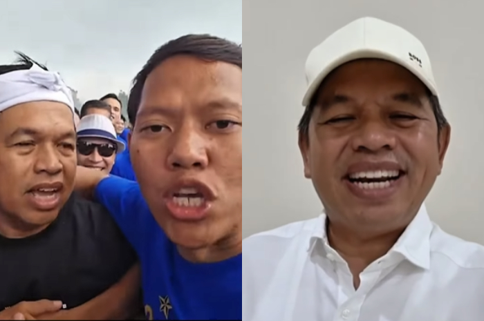 Gubernur Jawa Barat Dedi Mulyadi dan salah satu permain Persib Bandung Adam Alis.