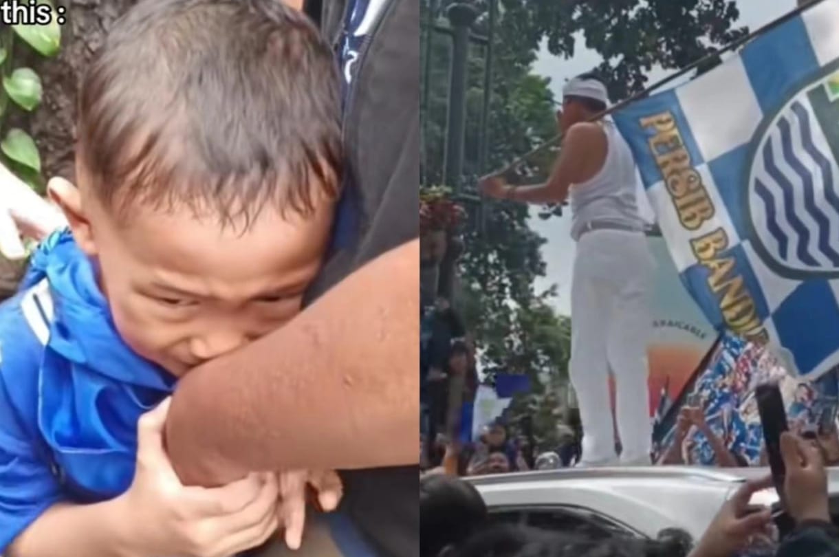 Ekspresi anak kecil yang menangis saat melihat Gubernur Jawa Barat Dedi Mulyadi melintas di konvoi juara Persib viral di media sosial.&nbsp;