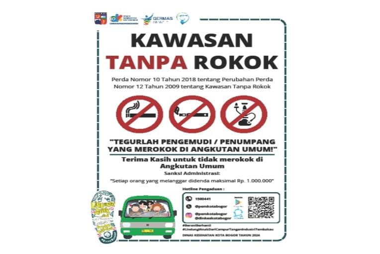 Salah satu sticker larangan merokok yang dipasang Dinkes Kota Bogor di Angkot.