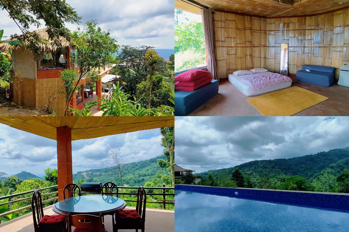 Villa Farfalla Lily dengan latar Gunung Salak yang memesona dan udara sejuk pegunungan.