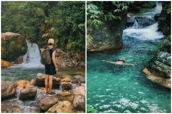 Keindahan Curug Leuwi Batok di Kampung Cibeureum, Desa Cibadak, Kecamatan Sukamakmur, Kabupaten Bogor.