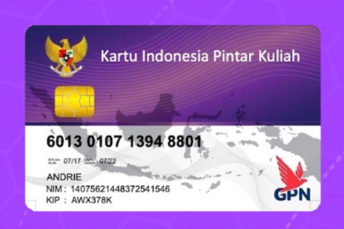 Contoh kartu KIP Kuliah.&nbsp;