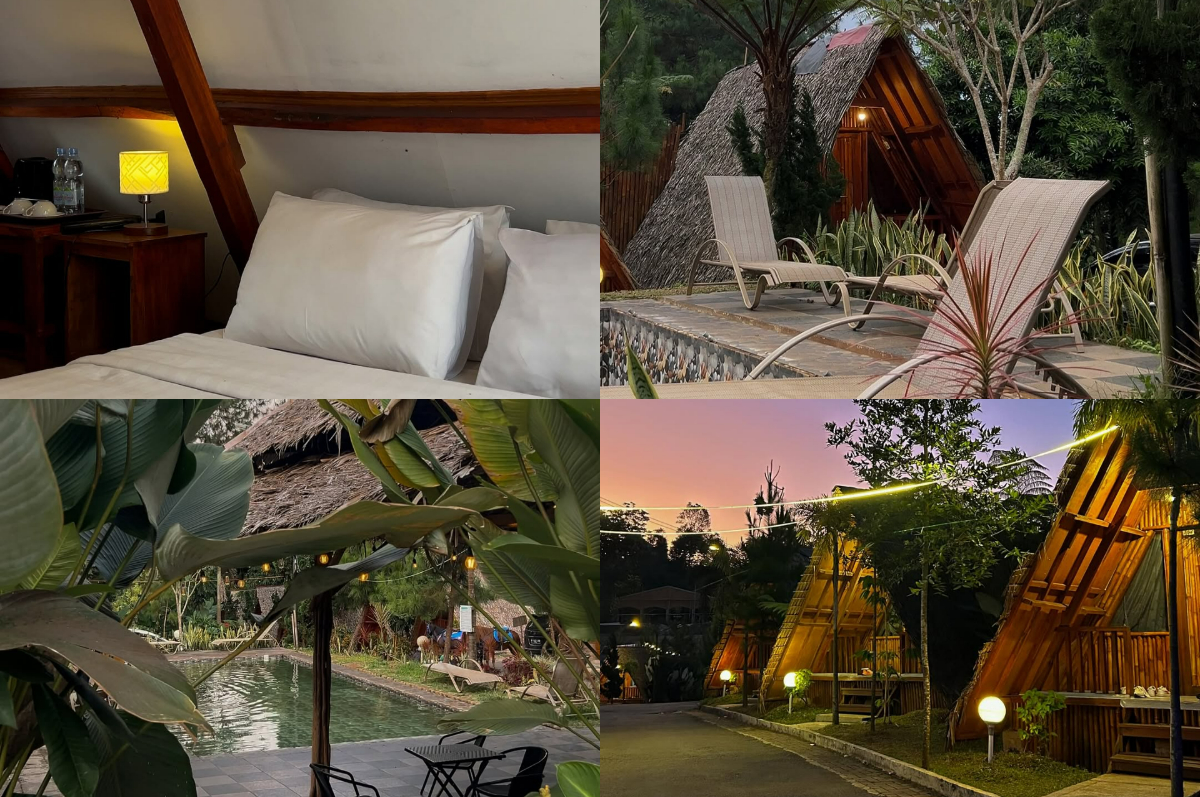 Liburan di New Dgyp Ciater Resort, villa bergaya rustic dengan kolam renang pribadi yang nyaman.