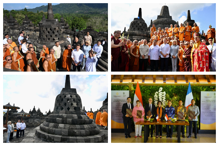 Dialog Budaya Indonesia dan Prancis yang digelar di kawasan Manohara Borobudur, Magelang, sebagai bagian dari kunjungan kenegaraan Presiden Emmanuel Macron ke Indonesia.